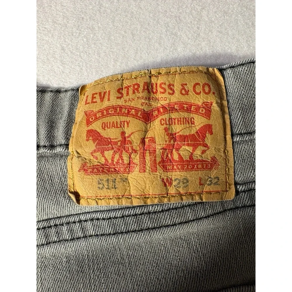 Levis 511 Jeans Mens 29x32 Slim Fit Straight Leg Gray Stretch Denim Medium Wash